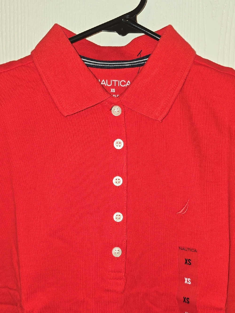 Nautica Womens Red Short-Sleeve Polo Shirt